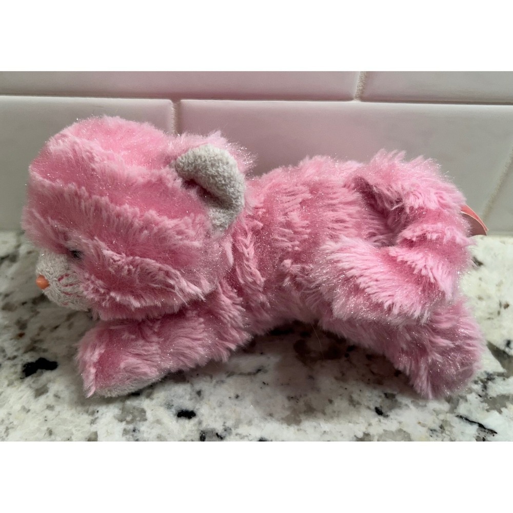 Rare Aurora World Milly the pinkest kitten Pink‎ Cat Laying Soft Plush Stuffed